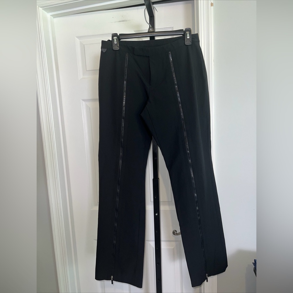 Vintage Ralph 67 Lauren Black Pants With Zipper Up Legs Size 6 Rare Unusual